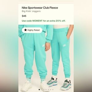 Nike Kids XL joggers green frost/white .. new no tags